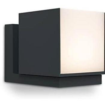 Luz LED de pared exterior Cuba 12W 600lm IP54 en antracita, giratoria y moderna