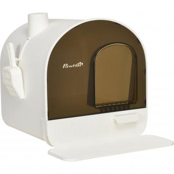 PawHut Arenero para Gatos Caja de Arena Cerrada 43x44x47 cm Blanco