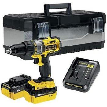 STANLEY FATMAX FMCK625M2G-QW - Taladro percutor 18V, 27.200 ipm, con 2 baterías litio de 4Ah y caja para herramientas