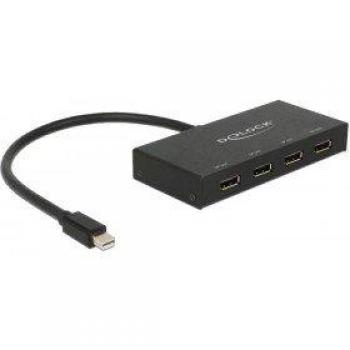 Divisor DisplayPort 1.2 a 4 x DisplayPort 4K - Mini DisplayPort in, salida de video y datos