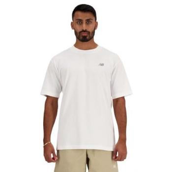 Camiseta Deportiva Básica de Algodón New Balance para Hombre, Logo Pequeño, Manga Corta, Blanca, Talla XXL