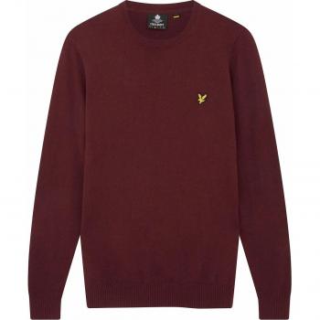 Suéter de Hombre Lyle & Scott de Algodón Merino Burdeos con Cuello Redondo - Talla 2XL