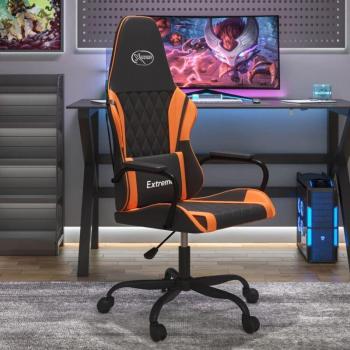 Silla Gaming de Masaje Cuero Sintético Negro y Naranja Prolenta Premium