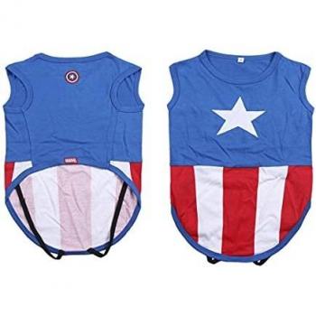 CERDÁ LIFE'S LITTLE MOMENTS - For Fan Pets, Camiseta para Perro del Capitan America/Avengers - Licencia Oficial Marvel, Azul