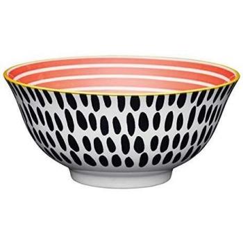 Juego de Cuencos de Cerámica KitchenCraft 15,5 cm con Diseño de Pincel y Rayas