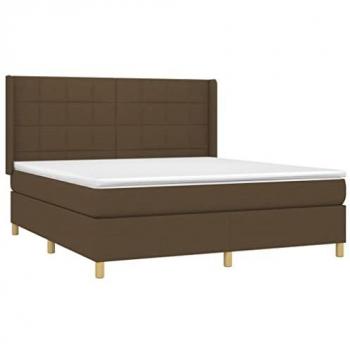 Cama box spring colchón luces LED tela marrón oscuro 180x200cm