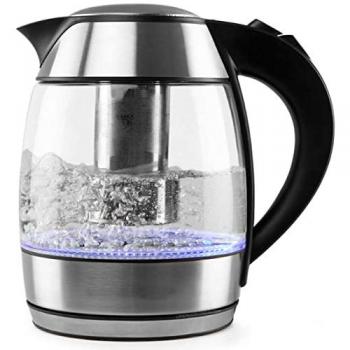 Hervidor de Agua de Cristal Orbegozo 1,8 L - Potencia 2200W, Jarra Graduada de Borosilicato con Doble Filtro de Acero Inoxidable