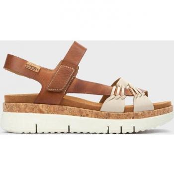 Pikolinos Palma Calfskin Leather Women's Wedge Ankle Strap Sandals - Colour: Marfil Bra