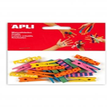 APLI - Bolsa pinzas madera color decorada 35 x 7 mm, 20 uds