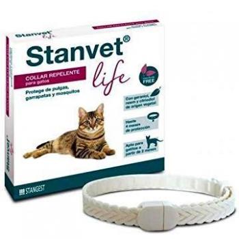 Stangest Collar Stanvet Life para Gatos Premium |Collar Repelente de Insectos | Protege de Garrapas, Pulgas y Mosquitos | Sin Insecticidas | Resistente al Agua | Activos Vegetales | 37 cm