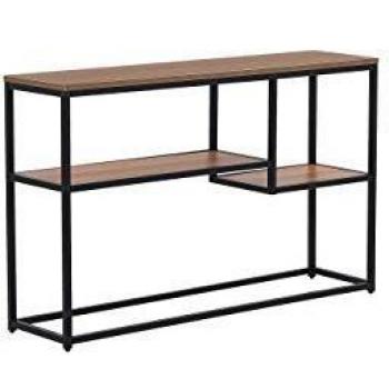 Consola Industrial de Madera Oscura con 2 Estantes y Patas Negras 75 x 120 cm Belmont