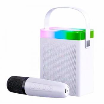Altavoz Karaoke Portátil Bluetooth Inalámbrico con Micrófono Multicolor RGB (Blanco) COSHANO