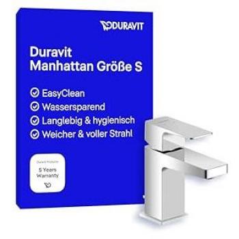 Grifo Monomando para Lavabo Duravit Manhattan S MinusFlow, Ausladung 95 mm, con Vaciador y Tirador, Cromado