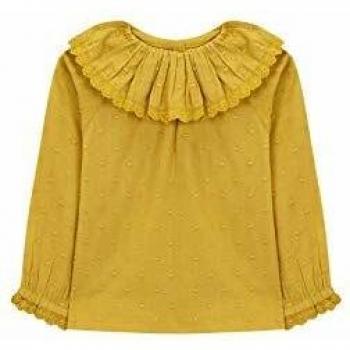Gocco Camisa Cuello Volante Blusa, Amarillo
