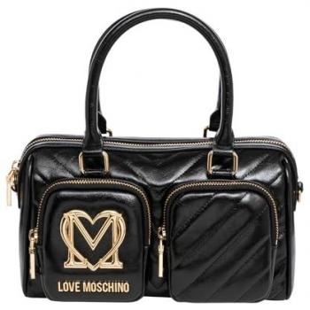 Love Moschino Women's Black Handbag with Heart Logo - One Size City Pockets Design