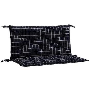 Cojines para banco jardín 2 uds tela a cuadros negro 100x50x7cm
