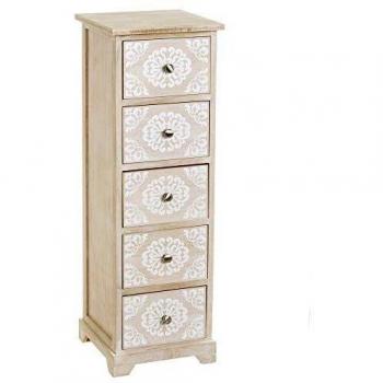 Cajonera Beige de Madera con 5 cajones de Mandala Shabby Chic de 30x30x92 cm - LOLAhome