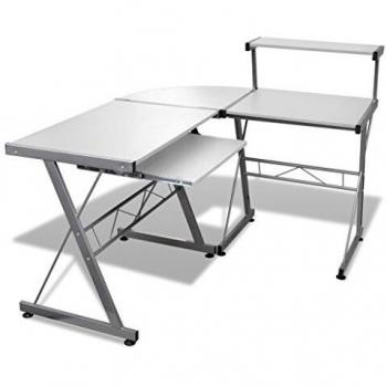 vidaXL Mesa de Ordenador con Bandeja de Teclado Extraíble Blanco