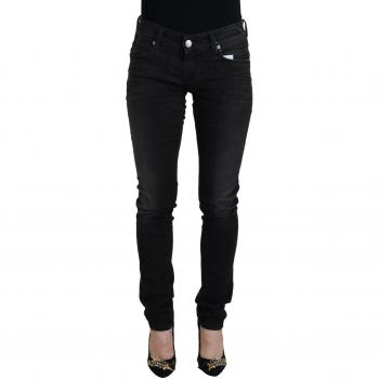 Black Cotton Low Waist Slim Fit Women Casual Denim Jeans - W26