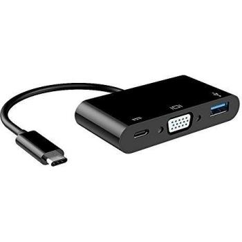 USB 3.1 Tipo C a VGA + USB3.0 + Tipo C/F de VicTsing, Adaptador de carga del convertidor del cargador del concentrador para el PC portátil de la nueva Macbook de 12, Google Nueva Chromebook Pixel