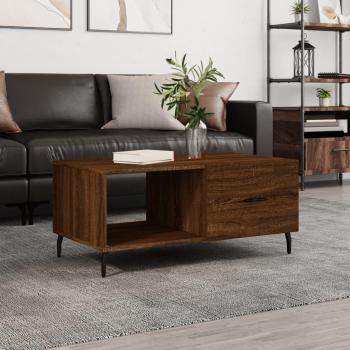 Mesa de centro madera contrachapada 90x50x40 cm en color Blanco y Negro, brillante, adecuada para salón, comedor o como mesa auxiliar