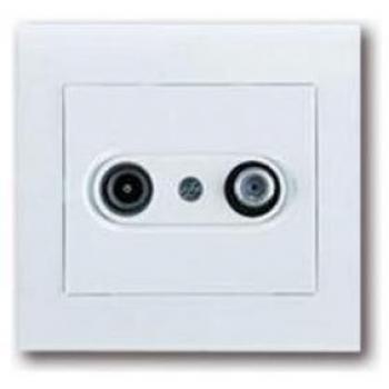 Enchufe Empotrable Doble Toma TV y Radio con Base Empotrable Blanco - Nine&One
