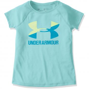 Under Armour camiseta de manga corta con logotipo grande en color único para niña, niña, color Blue Infinity, tamaño XL