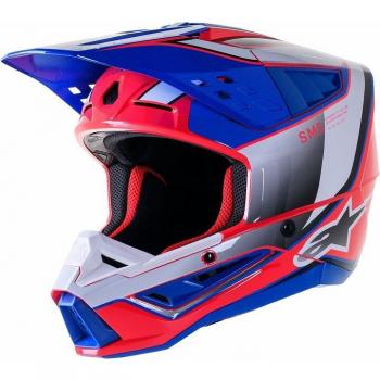 Alpinestars Casco de Cross SM5 Sail 2024 Blanco-Rosa-Azul Esmalte