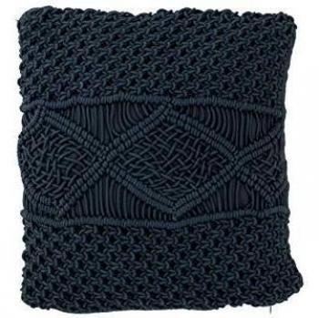 Cojín Cuadrado de Macramé de Algodón Azul Marino 45x45cm