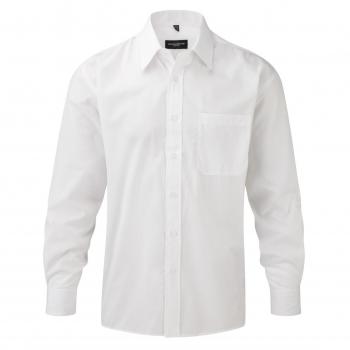 Russell Collection Long Sleeve Easy Care Poplin Shirt : Color - White : Size - XXL