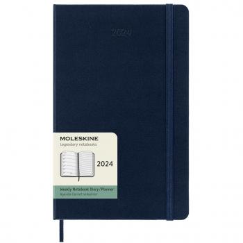 Agenda Moleskine Large 2024 Semana Vista Tapa Dura Azul Zafiro