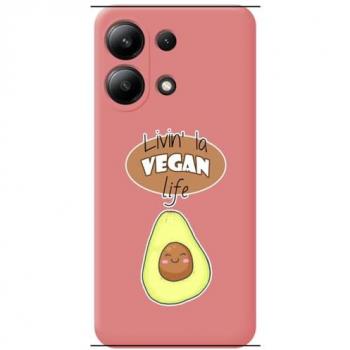 Funda Silicona Líquida Rosa Vegan Life para Xiaomi Redmi Note 13 4G con Dibujos
