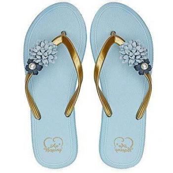 AX BOXING Chanclas Mujer Flip Flop Exquisito Decoración Floral Sandalias Verano Piscinas Playa Interior Al Aire Libre Tamaño 36-41