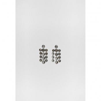 Grey Rhinestone Dangle Earrings OS