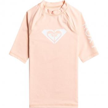 Roxy Girls Wholehearted Short Sleeve Rash Guard - Tropical Peach 8 Yrs