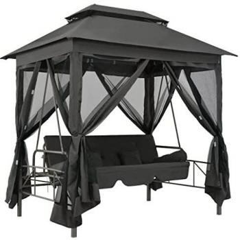 vidaXL Banco Columpio Exterior Dosel Acero 220x160x240 cm Antracita Balancín