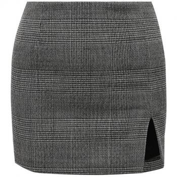 Black Wool Mini Skirt - IT46 | L PINKO Prince of Wales