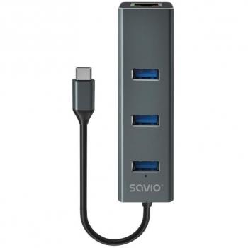Savio AK-57 USB-C Hub with RJ-45 Gigabit Ethernet Adapter