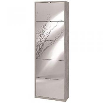 Zapatero Delgado Espejo 5 Puertas Cemento 63x29x190 cm