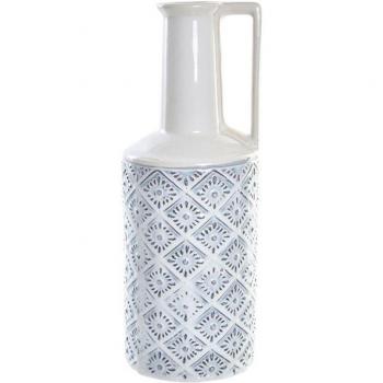 Jarrón de porcelana blanco estilo mediterráneo 14x14x30 cm