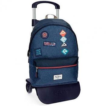 Pepe Jeans Paul Mochila con Carro Azul 30x42x17 cms Poliéster 22.79L