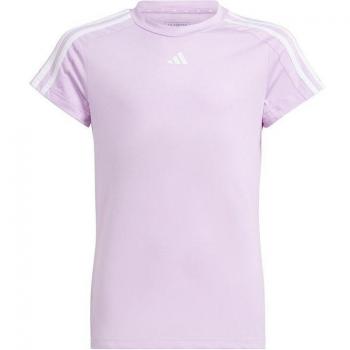 Camiseta adidas 3 bandas manga corta - Rosa, Blanco