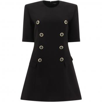Balmain Women's 8-Button Crepe Dress in Black | Size M | DF1R7330VB000PA