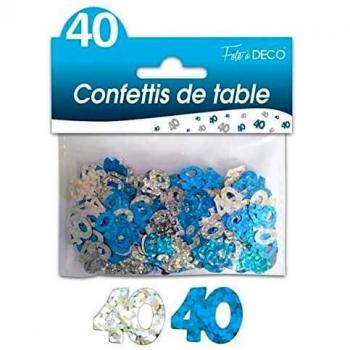 Ref. CTH05B - Confeti de cumpleaños azul y plata 40 años