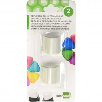 Liderpapel - Er12 Pack De 2 Repuestos De Goma Triangular Con Sacapuntas