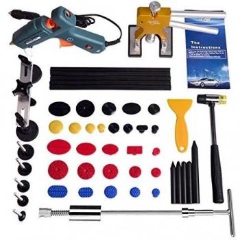 PDR Kit de reparación de abolladuras de Coche sin Pintura, Extractor de abolladuras con Barra en T 2 en 1, Extractor de abolladuras Dorado, para Eliminar abolladuras y daños por Granizo