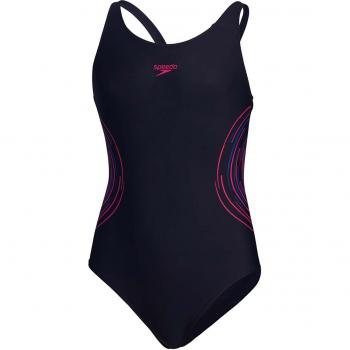 Speedo - Bañador de niña Placement Muscleback con diseño de tirantes cruzados, tejido resistente al cloro, secado rápido, protección UV y ajuste cómodo