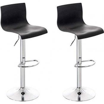 Set de 2 Taburetes Bar Hocker Hover en Polipropileno con Gaslift y Estructura Cromada, Color Gris