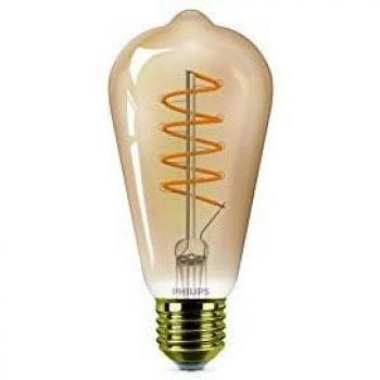 Philips LED Classic Bombilla, 25 W, Forma Pera, ST64 E27, Dorada, Efecto Llama, Regulable