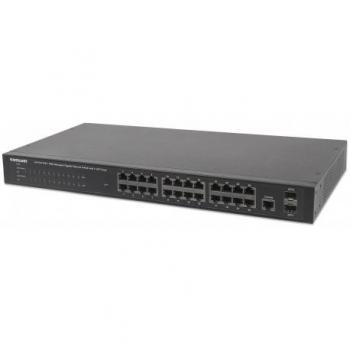 Intellinet 24-Port PoE+ Web-Managed Gigabit Ethernet Switch with 2 SFP Ports